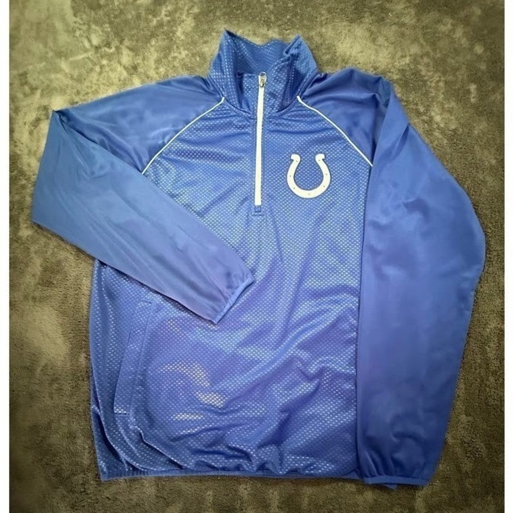 NFL Indianapolis Colts Quarter‎ Zip Pullover Blue Mens Large Track Jacket L/G